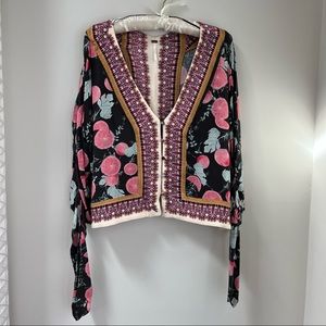 Free People Patterned Cropped Blouse